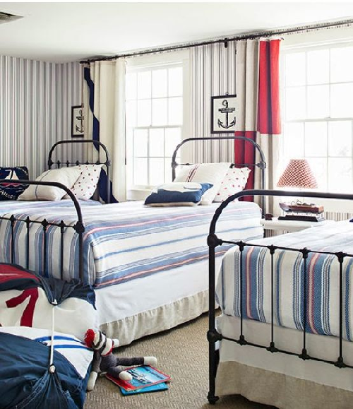 nautical red white and blue bedroom